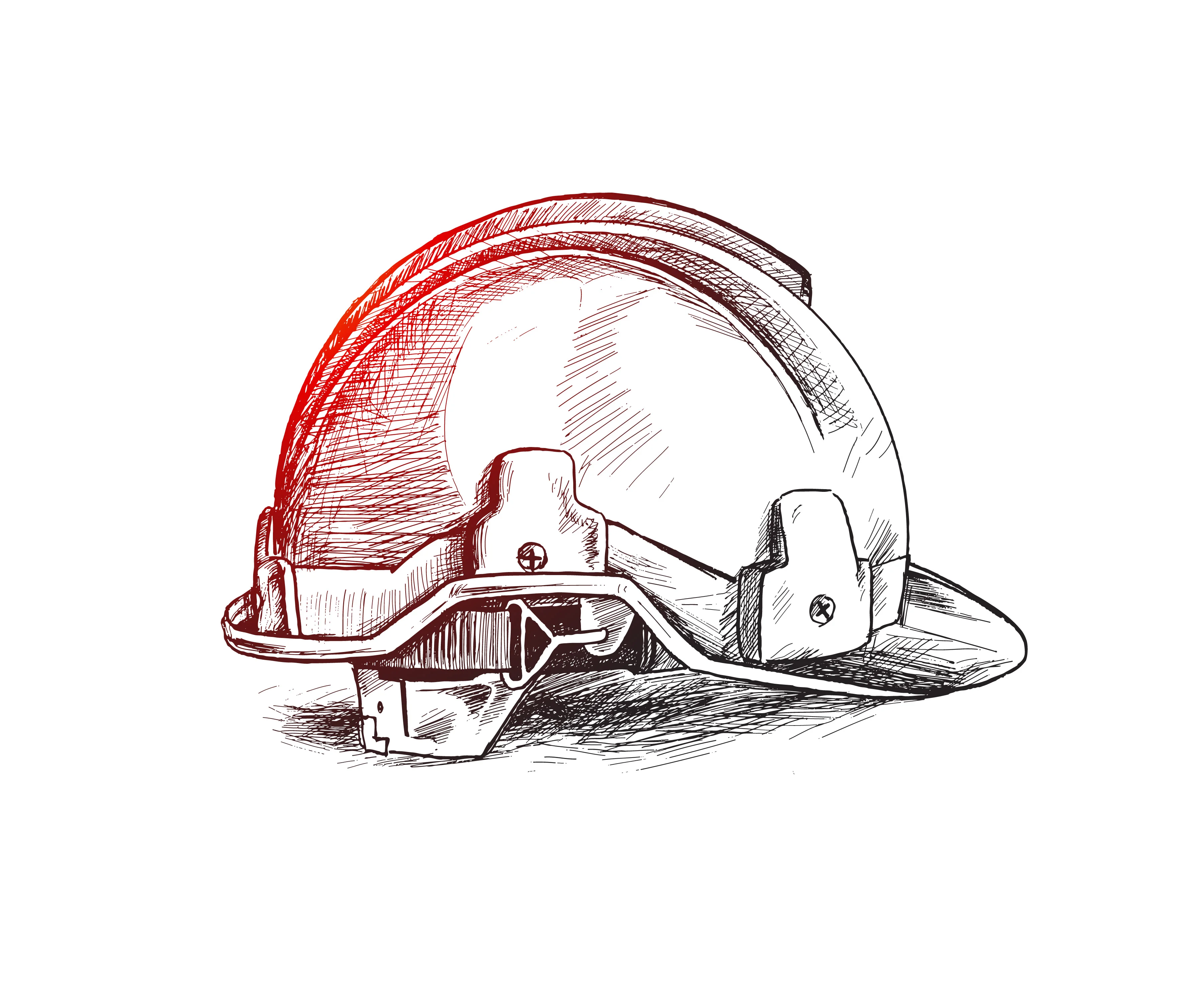 Orange construction helmet and blueprints